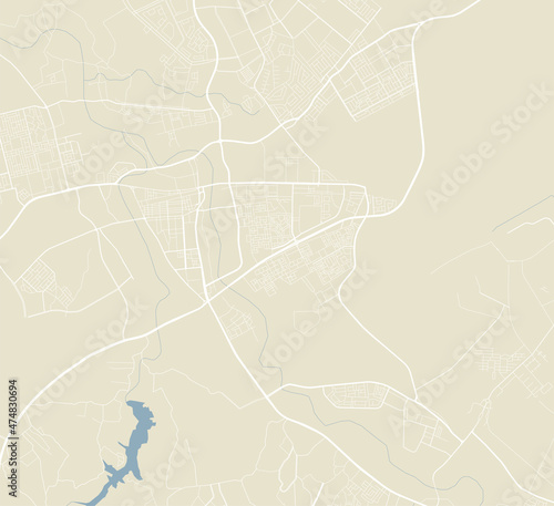 Khamis Mushait vector map. Detailed map of Khamis Mushait city administrative area. Cityscape urban panorama.