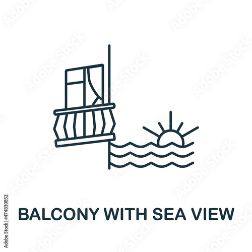 Balcony With Sea View icon. Line element from balcony collection. Linear Balcony With Sea View icon sign for web design, infographics and more.