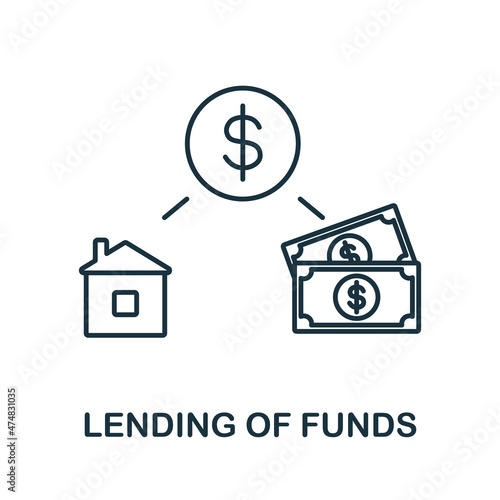 Lending Of Funds icon. Line element from banking operations collection. Linear Lending Of Funds icon sign for web design, infographics and more.