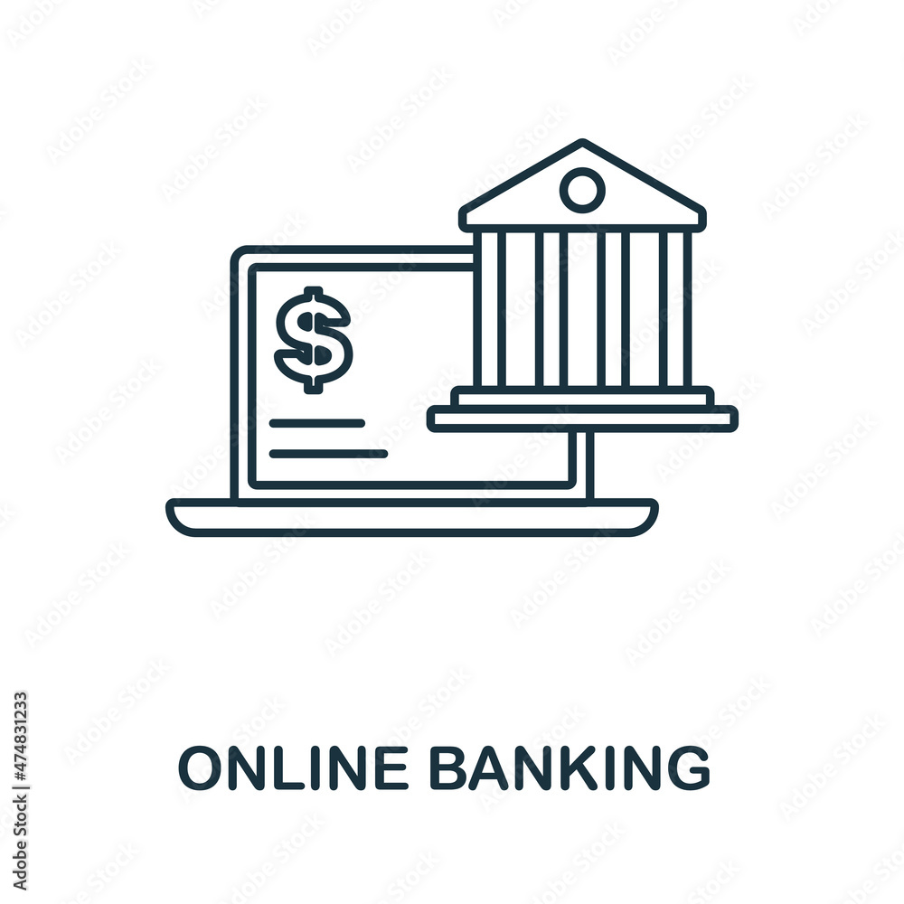 Online Banking icon. Line element from banking operations collection. Linear Online Banking icon sign for web design, infographics and more.