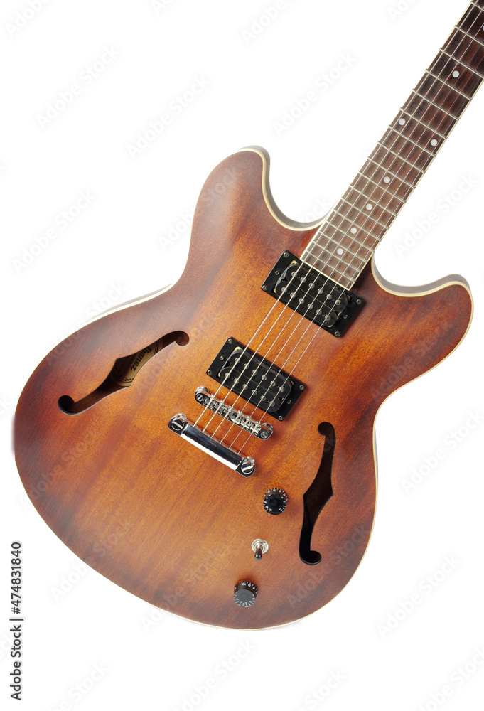 Fototapeta premium Jazz electric guitar on a white background.