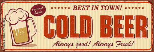 Vintage Cold Beer metal sign.
