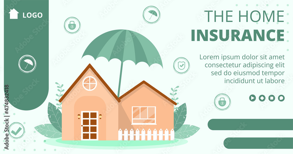 Naklejka premium Property Insurance Post Template Flat Design Illustration Editable of Square Background Suitable for Social media, Greeting Card and Web Internet Ads