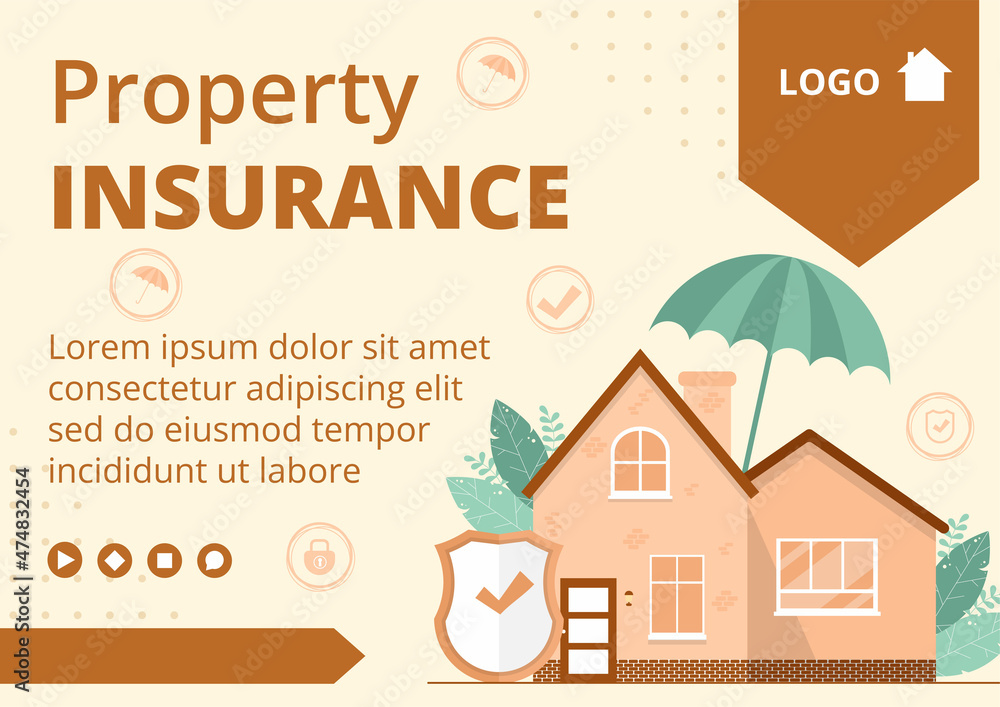 Fototapeta premium Property Insurance Brochure Template Flat Design Illustration Editable of Square Background Suitable for Social media, Greeting Card and Web Internet Ads