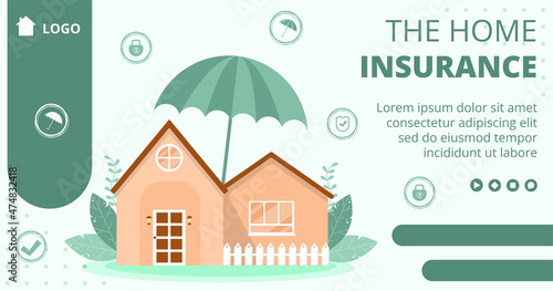 Property Insurance Post Template Flat Design Illustration Editable of Square Background Suitable for Social media, Greeting Card and Web Internet Ads