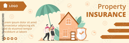 Property Insurance Cover Template Flat Design Illustration Editable of Square Background Suitable for Social media, Greeting Card and Web Internet Ads