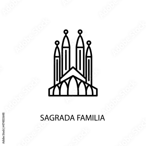 Sagrada Familia, Barcelona, Spain, Outline Illustration in vector. Logotype photo