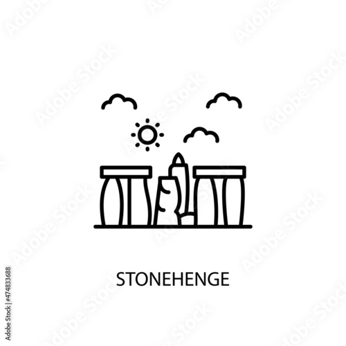 Stonehenge, Wiltshire, England, Outline Illustration in vector. Logotype