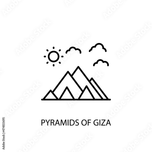 Pyramids, Giza, Egypt Outline Illustration in vector. Logotype