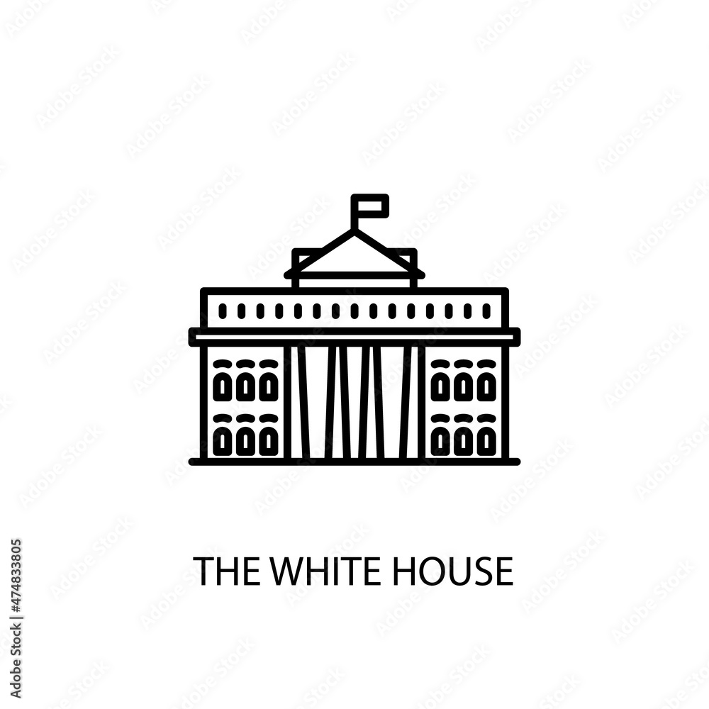 Fototapeta premium The White House Pennsylvania, Avenue in Washington, Outline Illustration in vector. Logotype