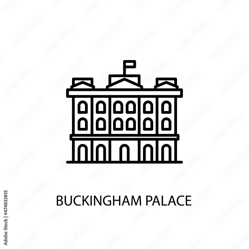 Buckingham Palace,  London, uk Outline Illustration in vector. Logotype