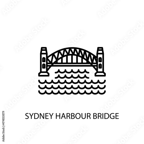 Sydney, Harbour, Bridge Outline Illustration in vector. Logotype