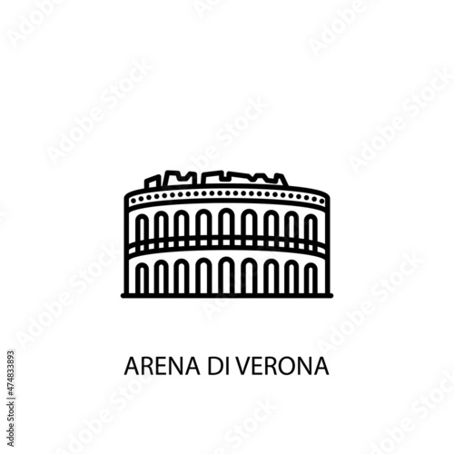 Arena Di Verona, Italy, Verona Outline Illustration in vector. Logotype photo