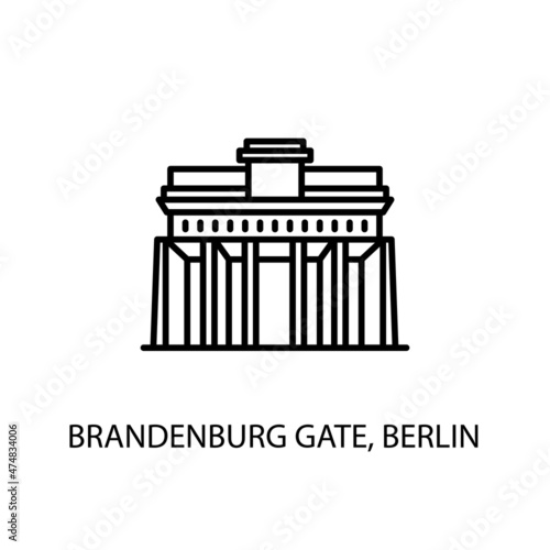 Brandenburg Gate, Berlin, Germany Outline Illustration in vector. Logotype