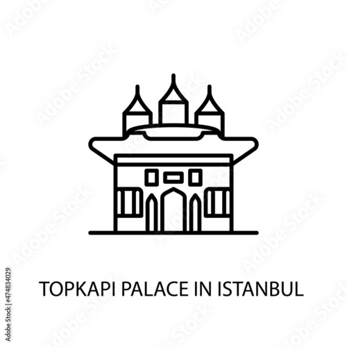 Photography Topkapi Palace, Istanbul Outline Illustration in vector. Logotype