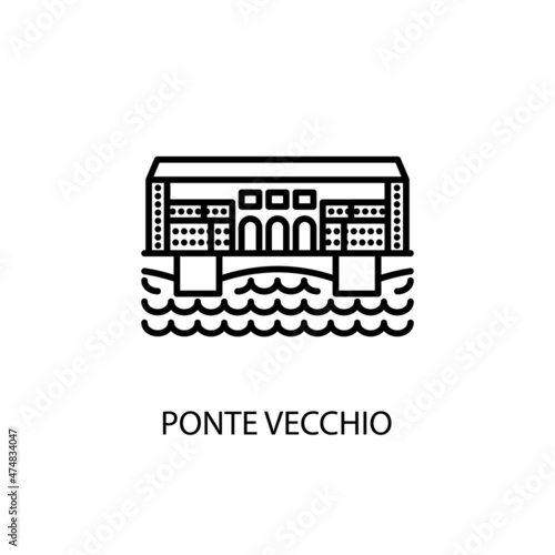 Ponte Vecchio, Florence, Italy Outline Illustration in vector. Logotype