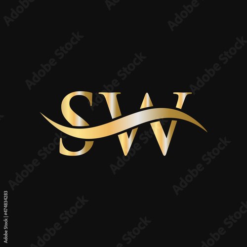 Letter SW Logo Design Template. SW, S W Letter Logo Modern, Flat, Minimalist, Business, Company Sign