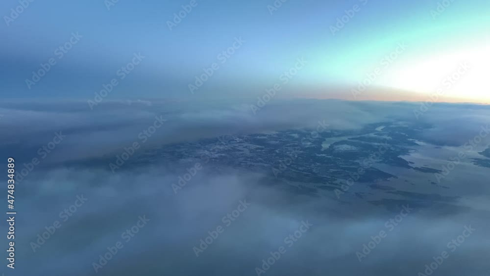 Aerial view of the Norwegian coast during sunrise Aerial view of the Norwegian coast during sunrise