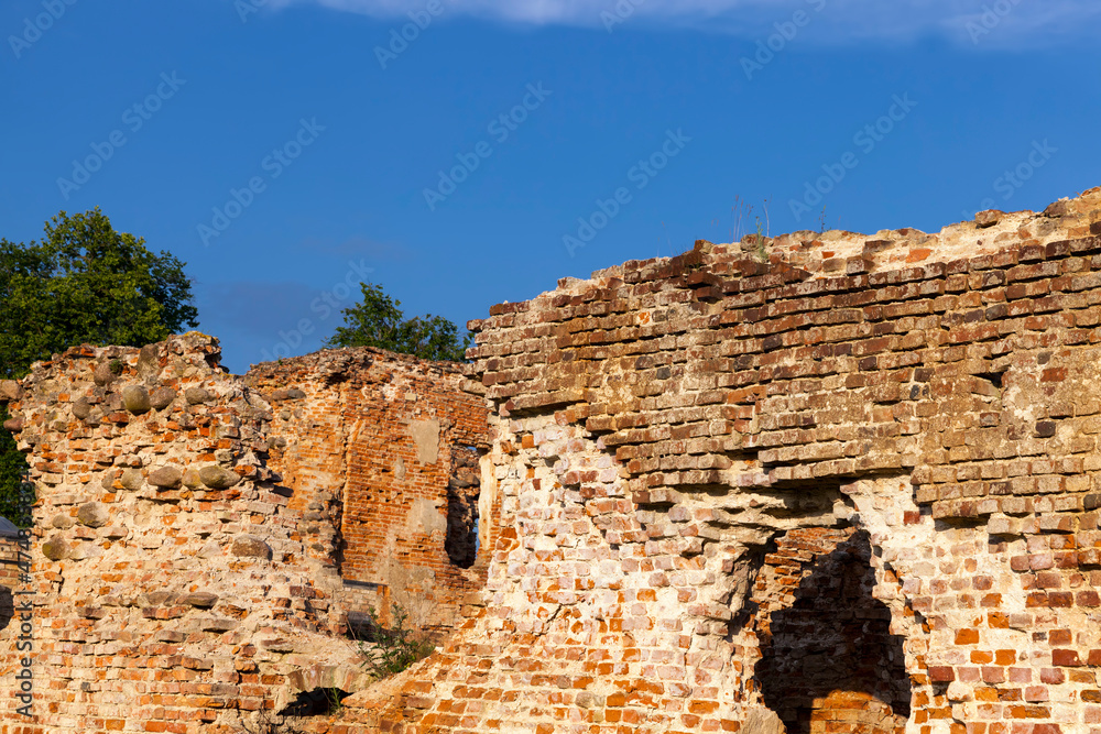 ruins of an ancient red clay brick castle