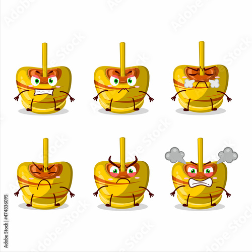 Yellow sugar candy cartoon character with various angry expressions