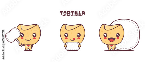 vector Tortilla cartoon mascot, with blank board banner