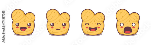vector Ginger cartoon mascot, with different facial expressions