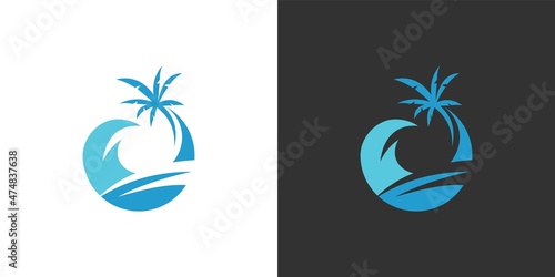 Blue island vector logo design concept.