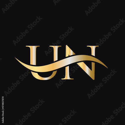 Letter UN Logo Design Template. UN, U N Letter Logo Modern, Flat, Minimalist, Business, Company Sign photo