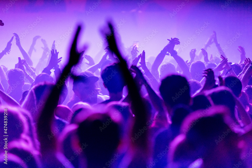 Crowd of people celebrating the New Year's Eve at a party