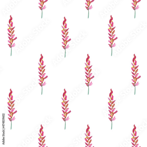 Watercolor Pink flowers. Seamless Pattern