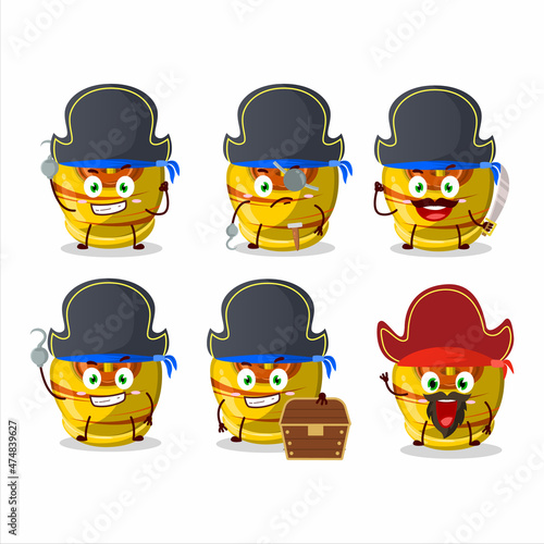 Cartoon character of yellow sugar candy with various pirates emoticons