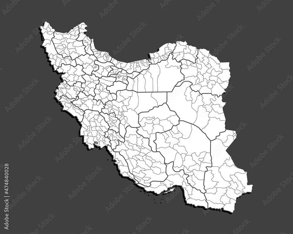 Fototapeta Vector map country Iran divided on regions