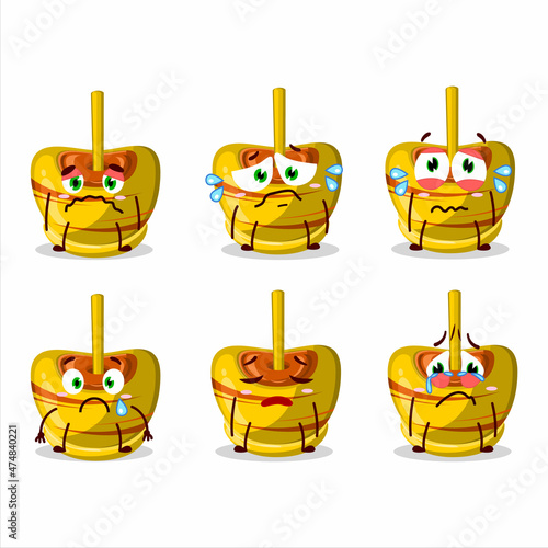 Yellow sugar candy cartoon character with sad expression