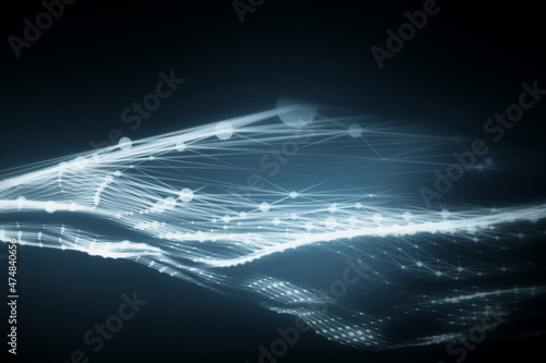 Abstract blue digital wave background. Landing page, technology and future concept. 3D Rendering.