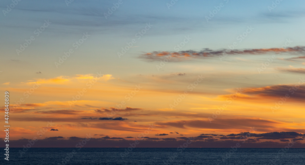 Fototapeta premium Cloudscape over the sea, sunset shot. Dubrovnik. Croatia.