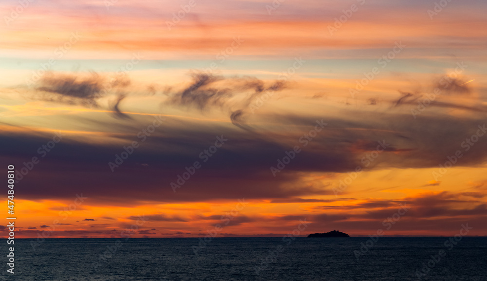 Obraz premium Cloudscape over the sea, sunset shot. Dubrovnik. Croatia.