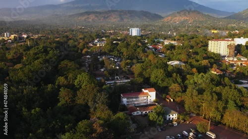 Aerial view of the mount meru in Arusha city, Tanzania