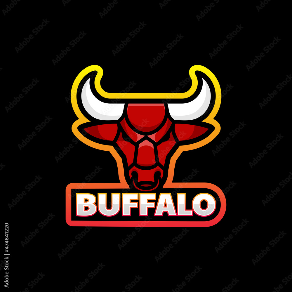 Vector Logo Illustration Buffalo Simple Mascot Style. Vector Logo Illustration Buffalo Simple Mascot Style.