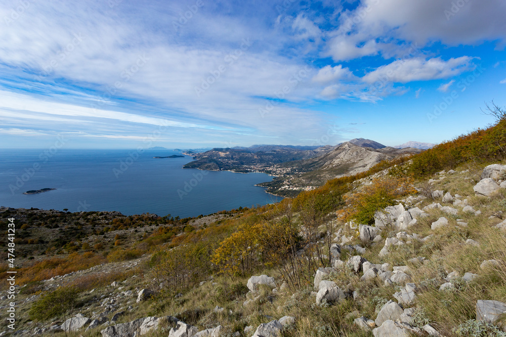 View of Adriatic coast in Croatia from a mountains.