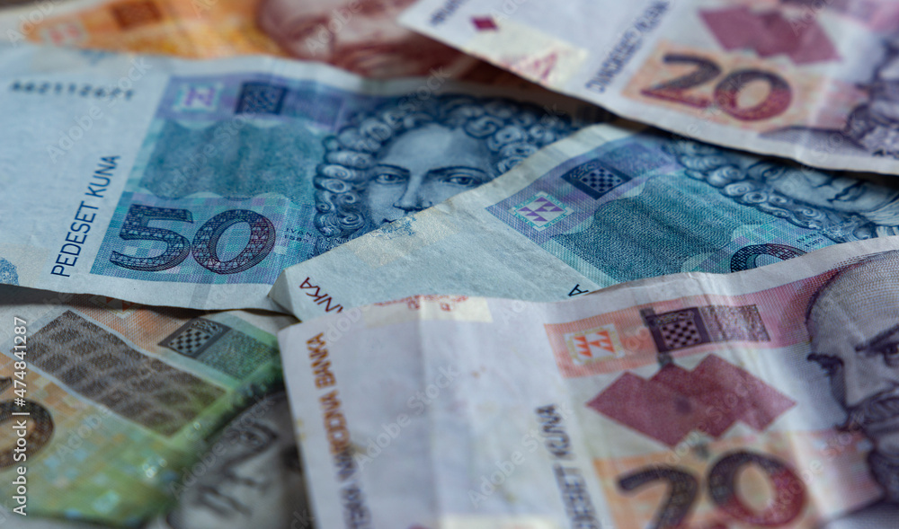 Obraz premium Kuna is the Croatian currency. Close-up shot.