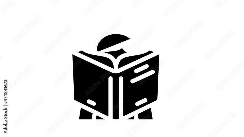reading self study animated glyph icon reading self study sign. isolated on white background reading self study animated glyph icon reading self study sign. isolated on white background