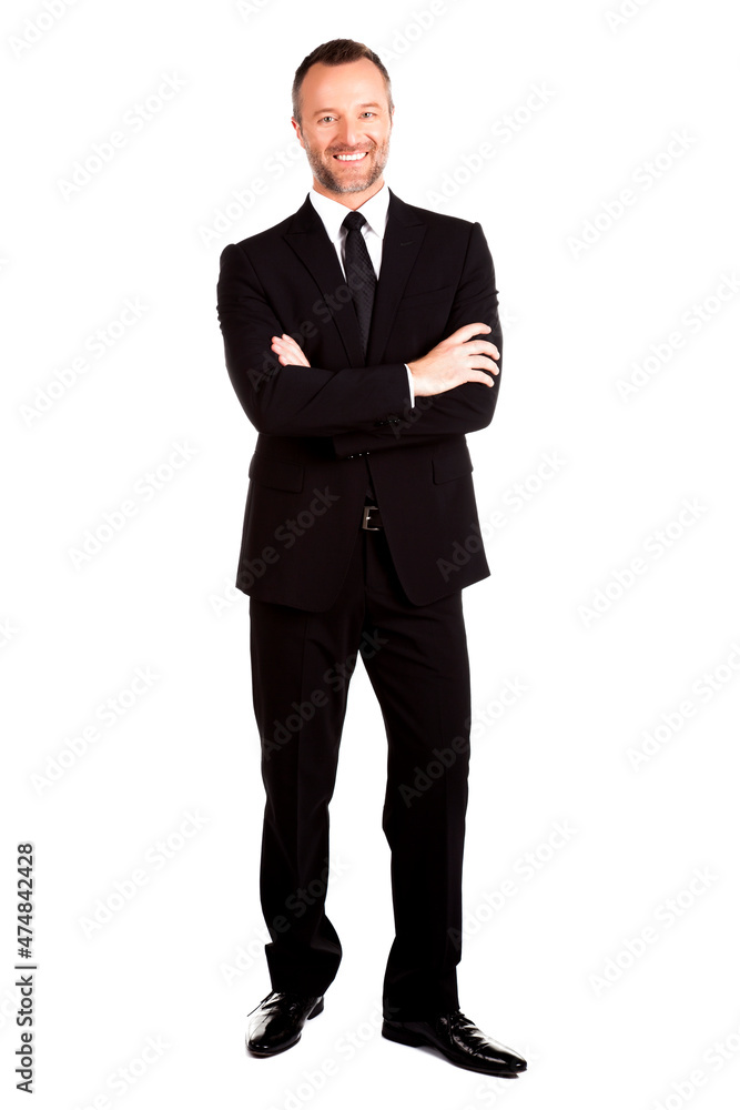 Full lenght of a smiling businessman isolated on white. Full lenght of a smiling businessman isolated on white.