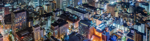 Yokohama central area with dense buildings nightscape Banner header image. 