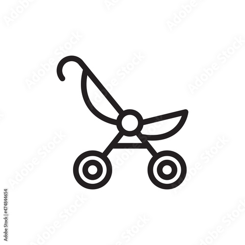 Stroller, pram, baby, icon in vector. Logotype