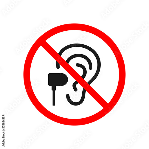Do not use earphone. Illustration vector