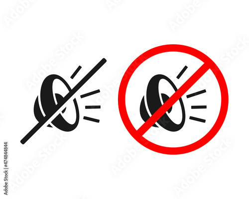 No loud sound, silence. Speaker mute. Illustration vector