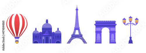 Set of icons, Paris, vector illustration