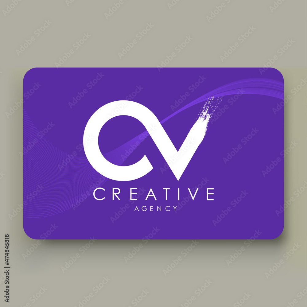 CV Brush Stroke Letter Logo Design. Black Paint Logo Letter Icon with ...