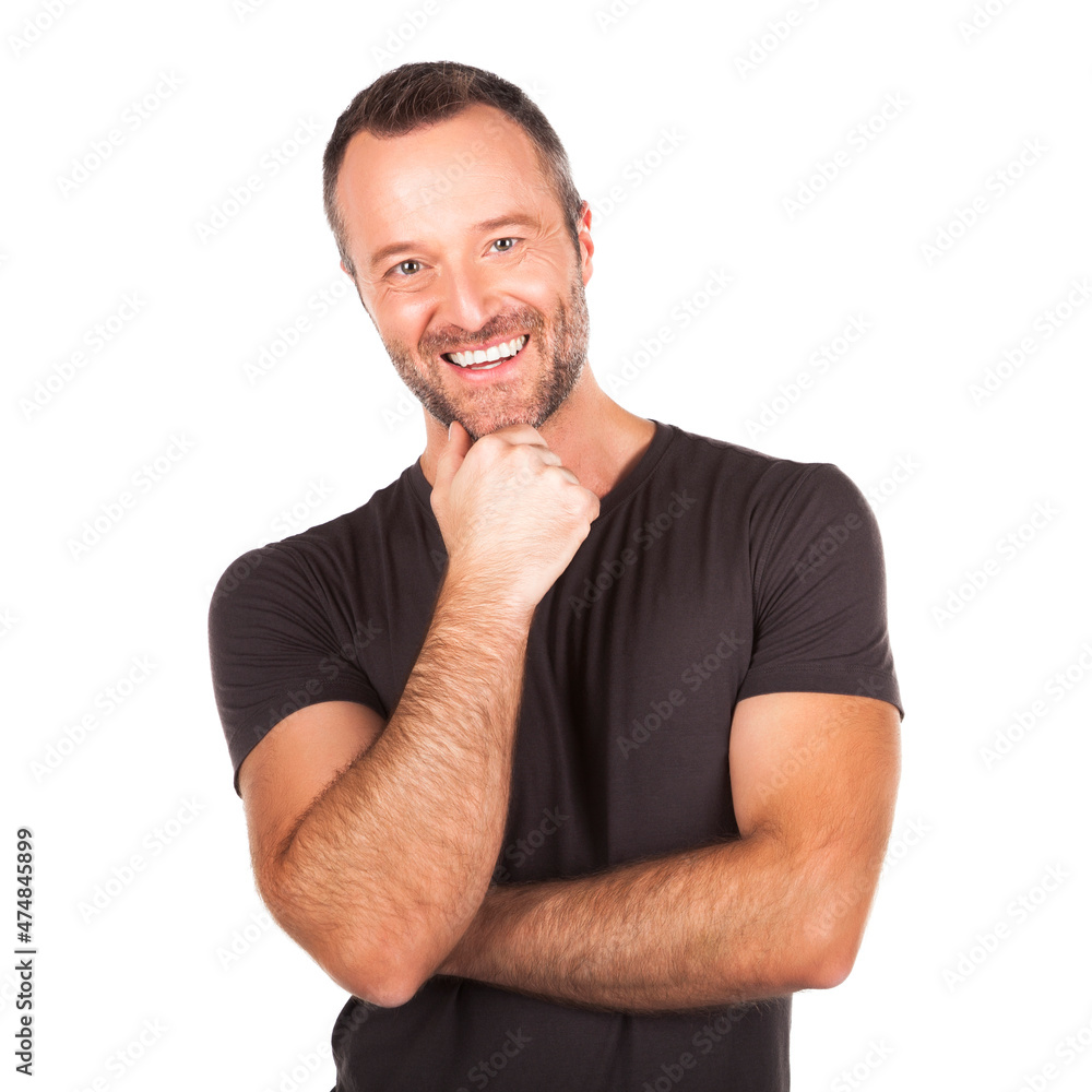 Portrait of a confident smiling man on white background. Portrait of a confident smiling man on white background.