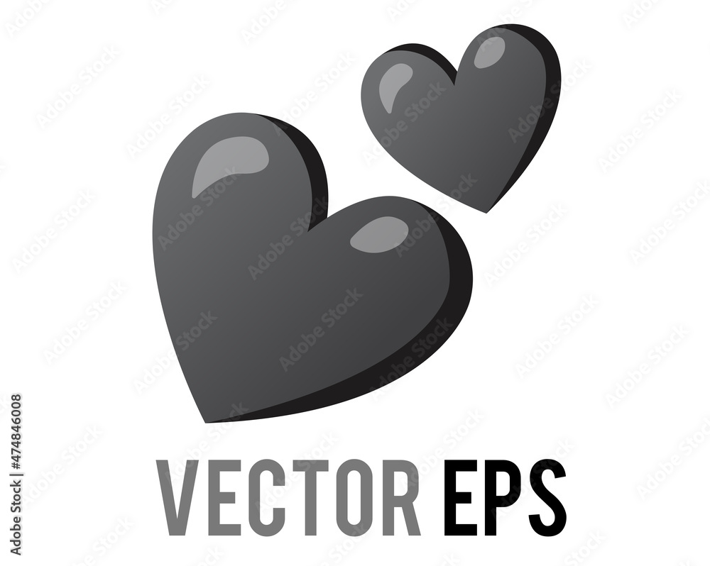 Vector two love gradient gray hearts icon, used for expressions of love is in the air Vector two love gradient gray hearts icon, used for expressions of love is in the air